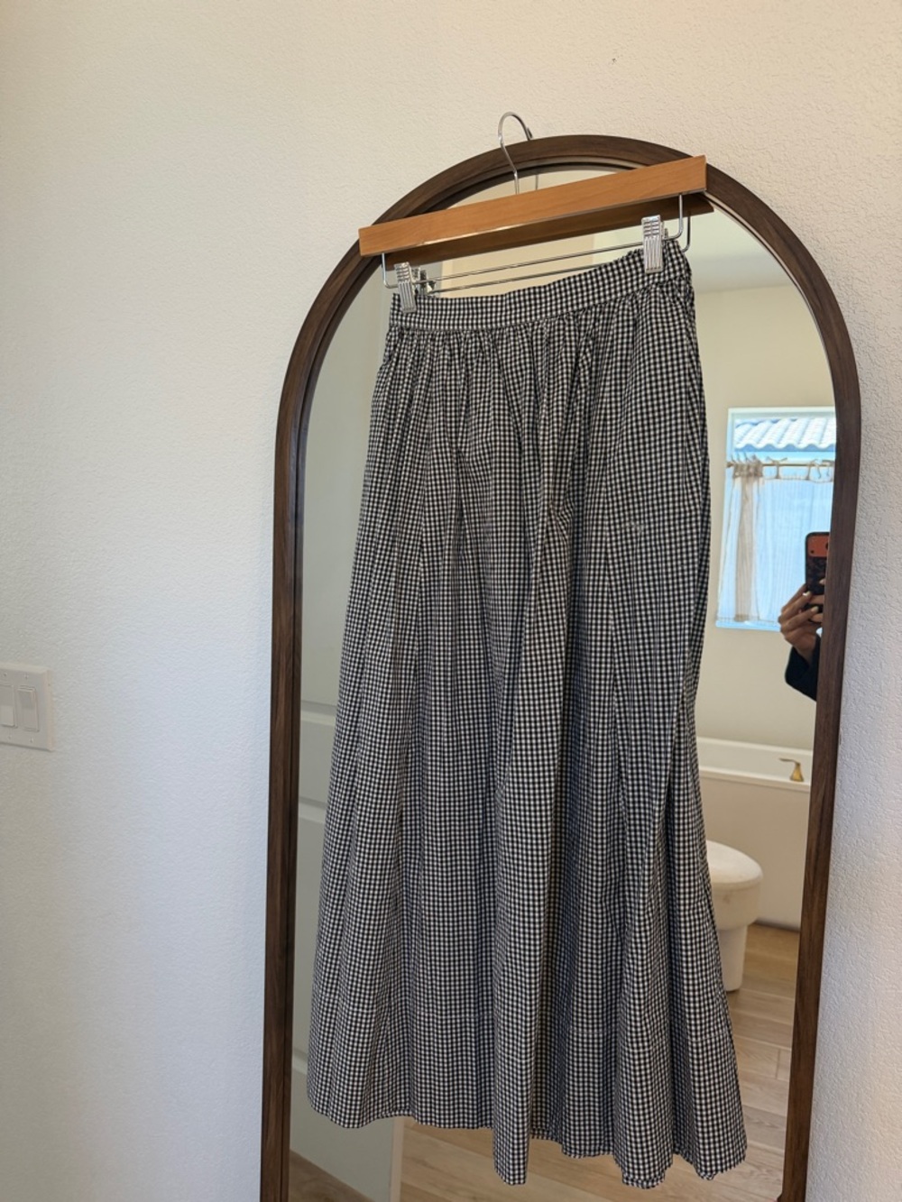 aerie Black and White Gingham Maxi Skirt